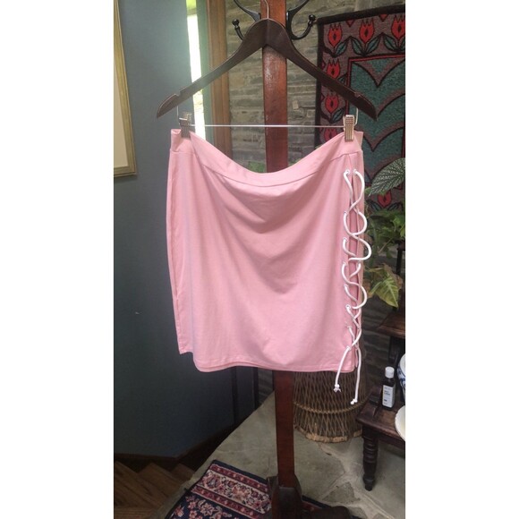 By Nadia Aboulhosn Baby Pink Crop Top and Tie Up Skirt Set 3X - Picture 8 of 10